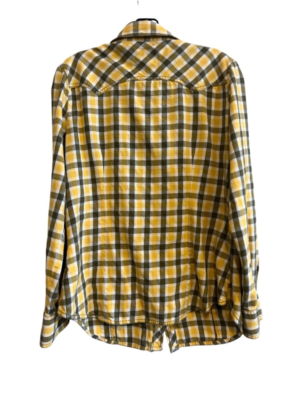 100% Cotton Old Navy Yellow and Gray Plaid Button-Down Shirt - Picture 2 of 8
